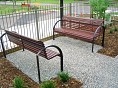 Timber Batten Chelsea Seat with rounded steelpowdercoated arm rests